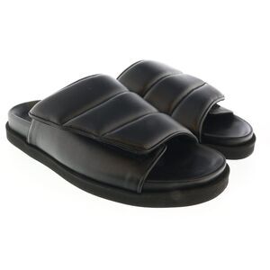 Gia Borghini Black Padded Leather Slides
